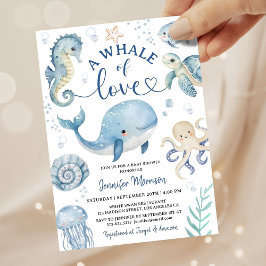 Invitación Whale Of Love Boy Baby Shower Invitation