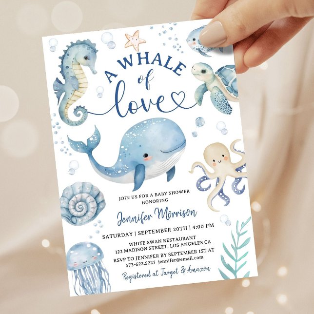 Invitación Whale Of Love Boy Baby Shower Invitation  (Subido por el creador)