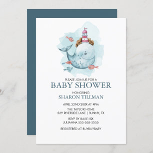 Invitación Whale Under the Sea Boy Baby Shower
