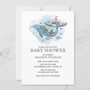 Invitación Whale Under the Sea Boy Baby Shower