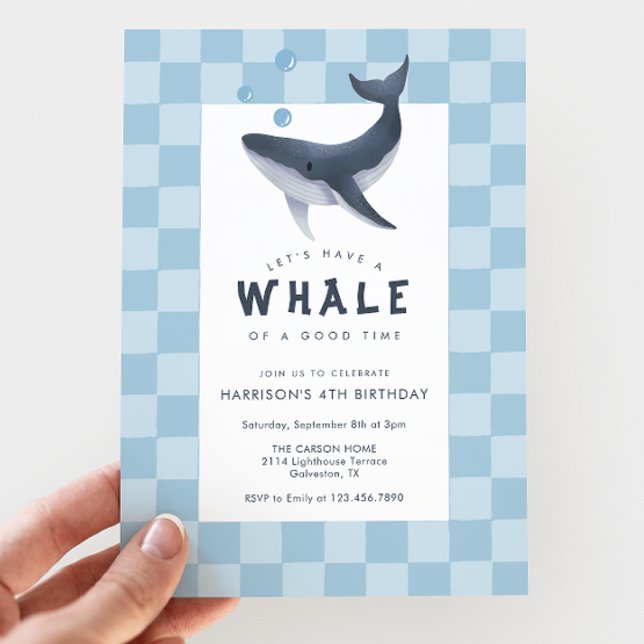 Invitación Whale Under The Sea Modern Ocean Birthday Party (Subido por el creador)