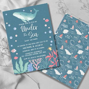 Invitación Whale Under the Sea Ocean Mamá de Baby Shower