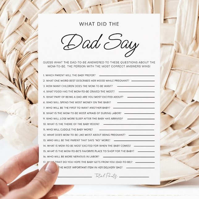 Invitación What Did The Dad Say Minimalist Baby Shower Games (Subido por el creador)