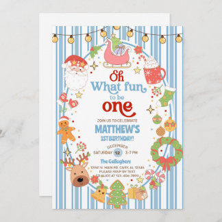Invitación What fun to be One boy 1st birthday invite.