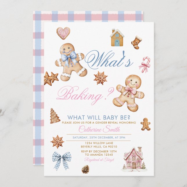 Invitación What’s Baking Gingerbread Gender Reveal Invitation (Anverso / Reverso)