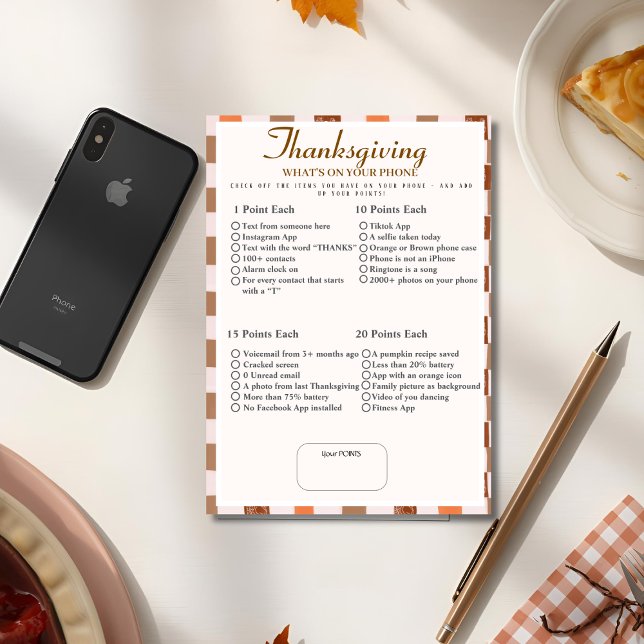 Invitación What’s in Your Phone? Retro thanksgiving Game  (What’s in Your Purse? Retro thanksgiving Game Invitation)