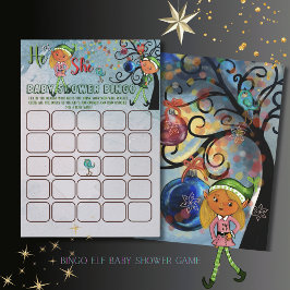 Invitación What the Elf winter Baby Shower Bingo Game Card