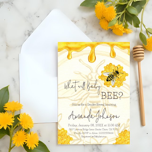 Invitación What Will Baby Bee Rustic Honeycomb Gender Reveal (Subido por el creador)