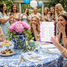 Invitación What Would She Choose? Pink Bridal Shower game