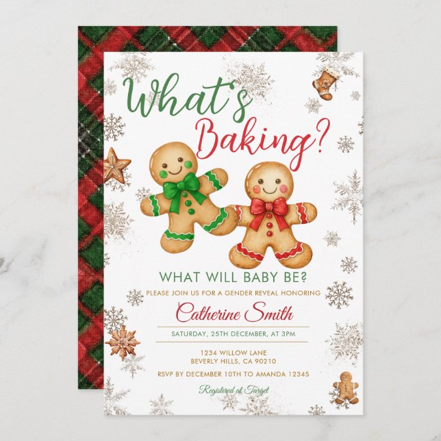 Invitación What's Baking Gingerbread Gender Reveal (Anverso / Reverso)