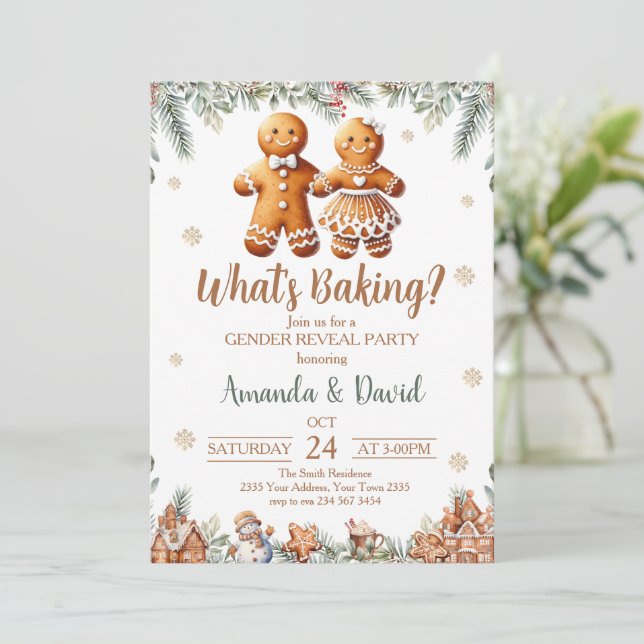 Invitación What's Baking Gingerbread Gender Reveal (Anverso de pie)