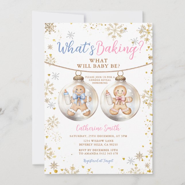 Invitación What's Baking Gingerbread Ornament Gender Reveal (Anverso)