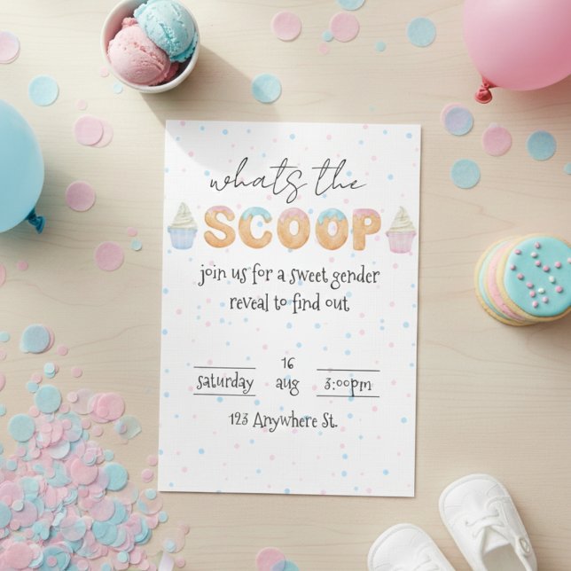 Invitación Whats the scoop? Gender reveal invitation (Subido por el creador)
