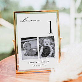 Invitación When We Were Age Photo Table Number