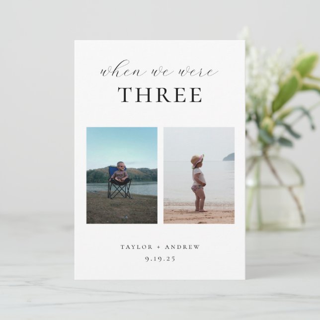 Invitación When We Were Photo Wedding Table Number (Anverso de pie)