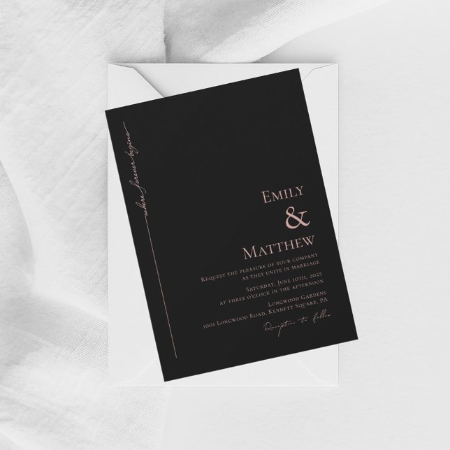 Invitación Where Forever Begins Black Wedding Invitation (Subido por el creador)