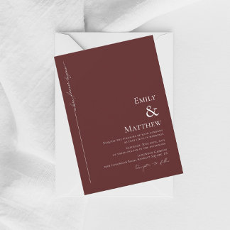Invitación Where Forever Begins Burgundy Wedding Invitation