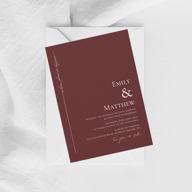 Invitación Where Forever Begins Burgundy Wedding Invitation (Subido por el creador)