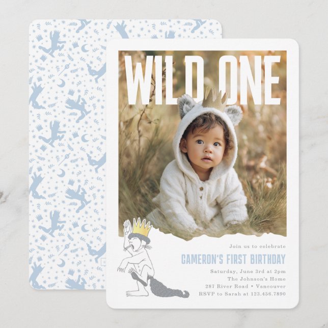 Invitación Where the Wild Things Are Wild One Photo Birthday (Anverso / Reverso)