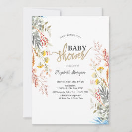 Invitación Whimch Watercolor Flor silvestre Baby Shower seco