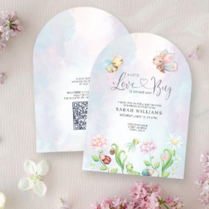 Invitación Whimsical A Little Love Bug Rainbow Baby Shower