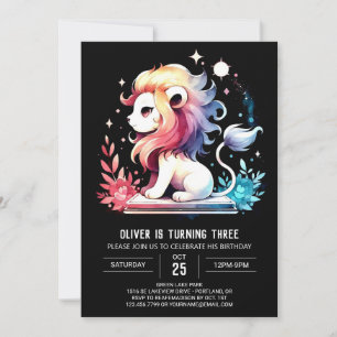 Invitación Whimsical Adorable Lion Birday