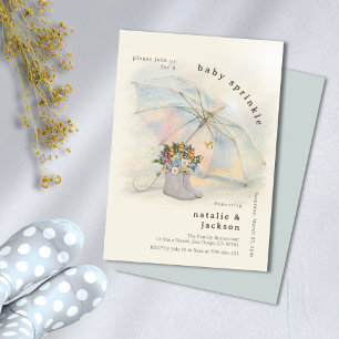 Invitación Whimsical Aura Paraguas Florales Bebés Bebé Sprink
