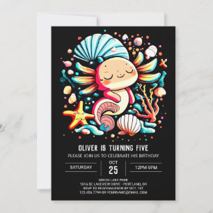 Invitación Whimsical Axolotl Watercolor Celebración de cumple