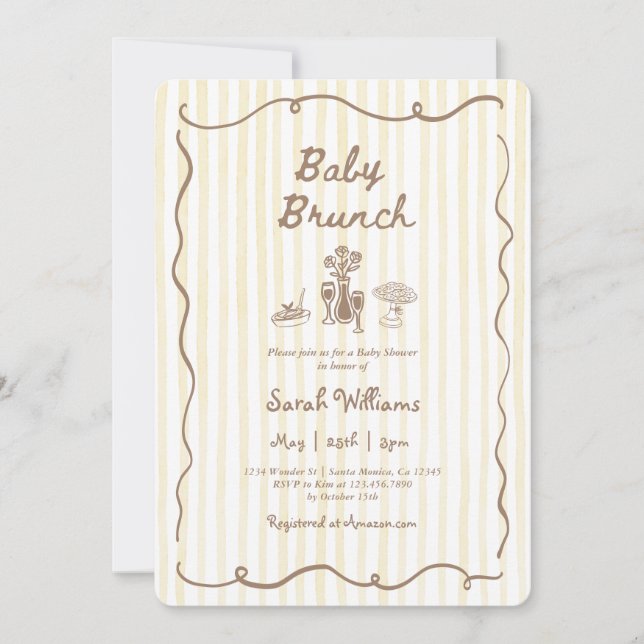 Invitación Whimsical Baby Brunch Baby Shower Girl (Anverso)