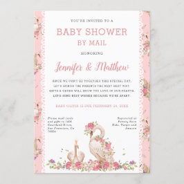 Invitación Whimsical Baby Shower Por Mail Fairy Tale Swans