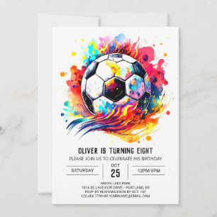 Invitación Whimsical Ball Editable Soccer Birday