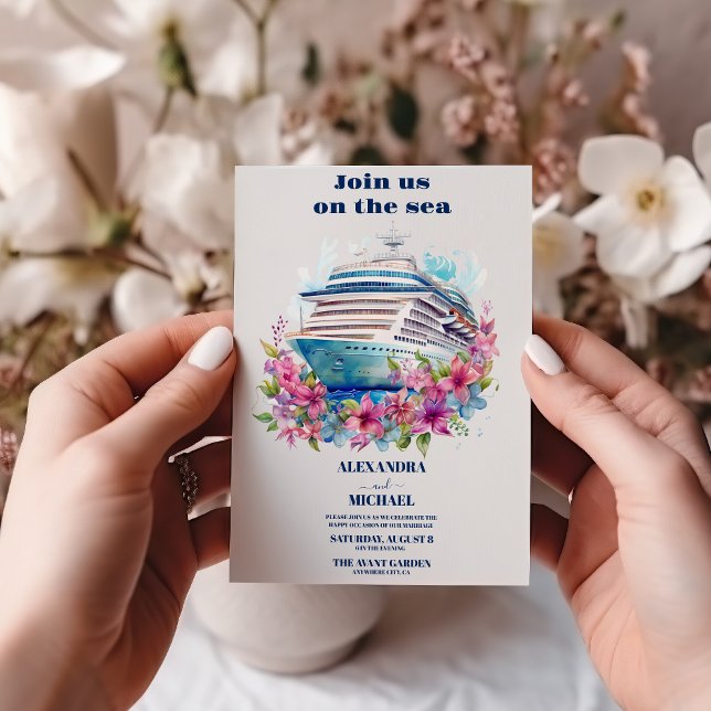 Invitación Whimsical Beach Cruise Watercolor Palm Boda (Subido por el creador)