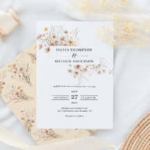 Whimsical Beige Meadow Wildflower Frame Boda