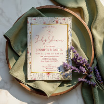 Whimsical Beige Wildflower Bunny Baby Shower