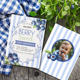 Invitación Whimsical Berry Sweet Blueberry Birthday