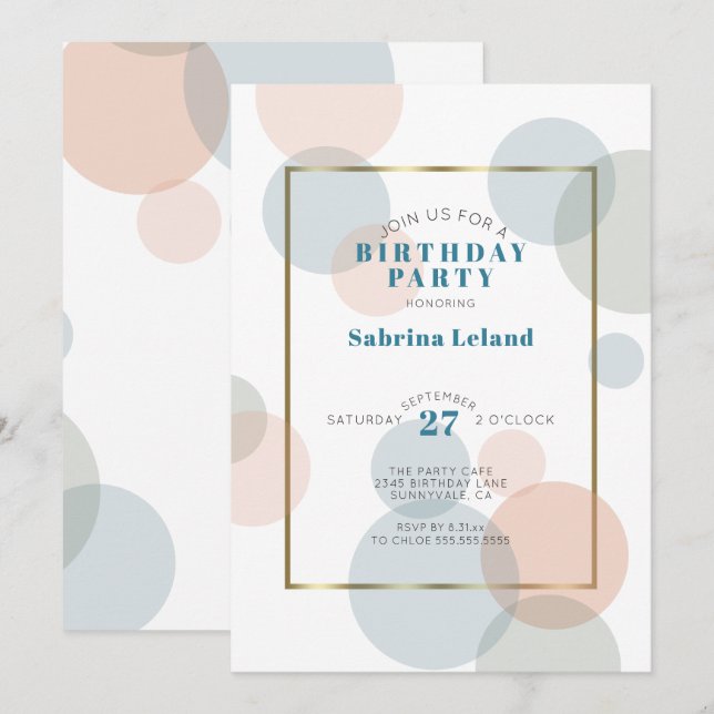 Invitación Whimsical Big Confetti Birday Party (Anverso / Reverso)