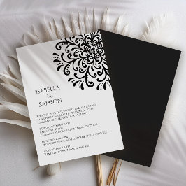 Invitación Whimsical Black and White Flourier Boda