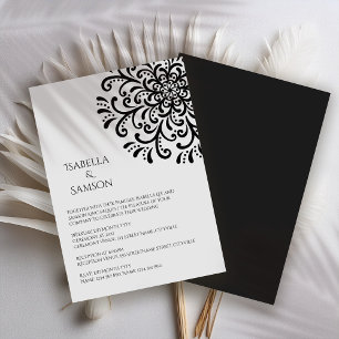 Invitación Whimsical Black and White Flourier Boda