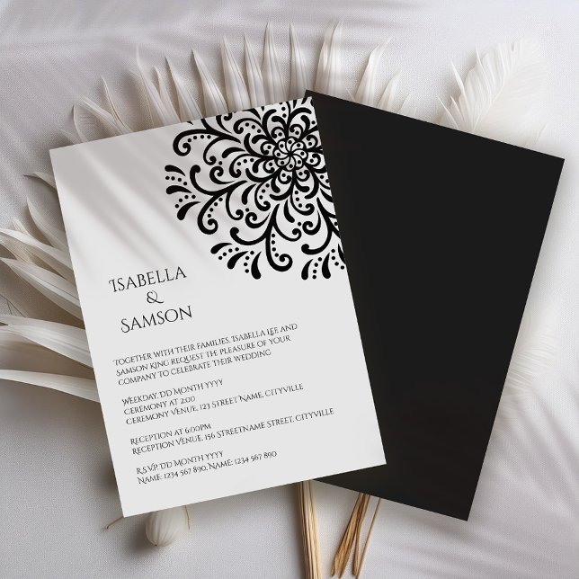 Invitación Whimsical Black and White Flourier Boda (Subido por el creador)