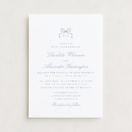 Invitación Whimsical Blue Bow Wedding Invitation