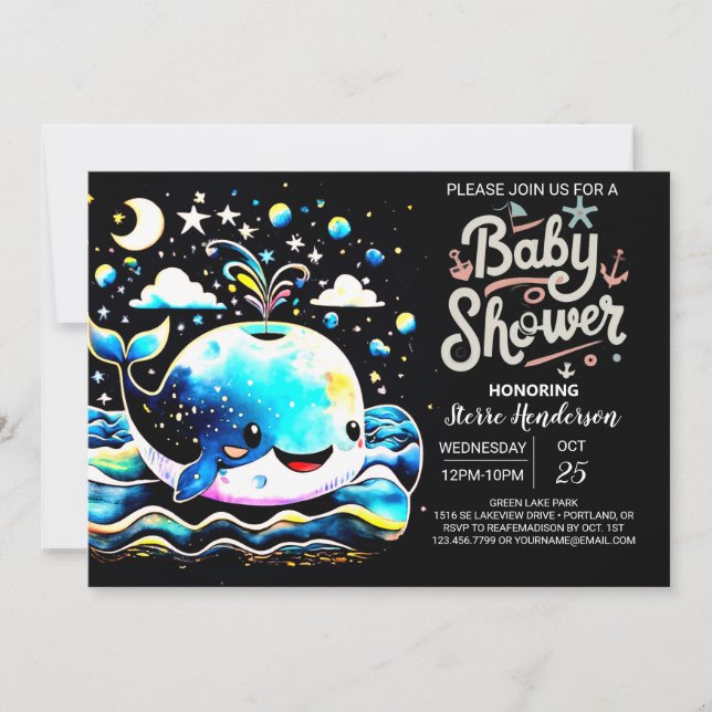 Invitación Whimsical Blue Boy Baby Shower (Anverso)