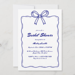 Invitación Whimsical Blue Hand Drabon Ribbon Bow Bridal Showe