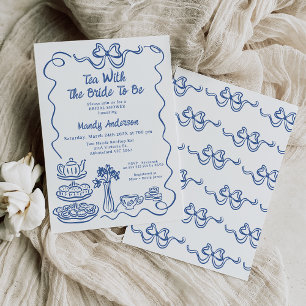 Invitación Whimsical Blue Hand Drake Tea Bridal Shower