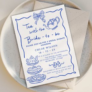 Invitación Whimsical Blue Hand Drake Tea Bridal Shower