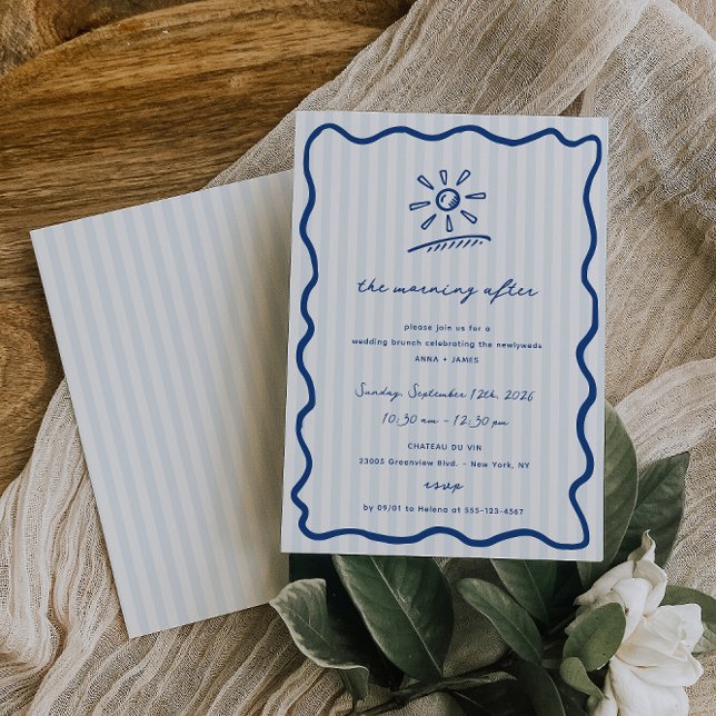 Invitación Whimsical Blue La Mañana Después Del Brunch (Subido por el creador)