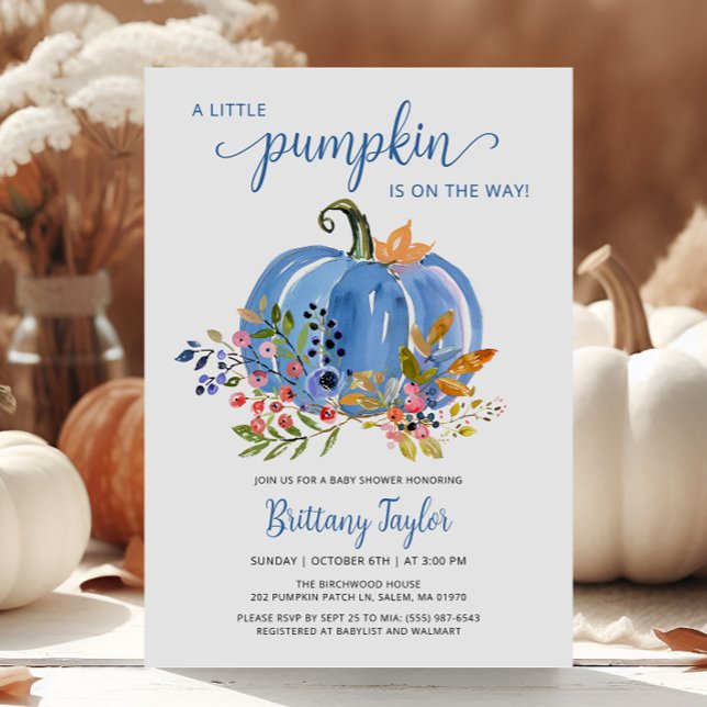 Invitación Whimsical Blue Pumpkin Baby Shower (Subido por el creador)