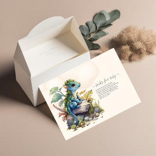 Invitación Whimsical Blue Verde azulada Dragon Baby Shower