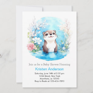 Invitación Whimsical Blue Wildflower Boy Baby Shower