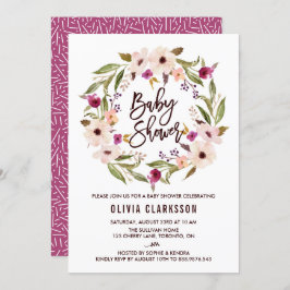 Invitación Whimsical Bohemian Floral Wreath Baby Shower