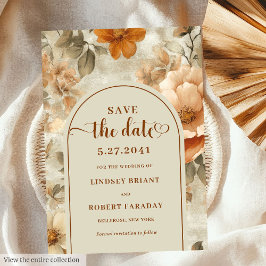 Invitación Whimsical Boho Earthy Ivory Olive Save The Date